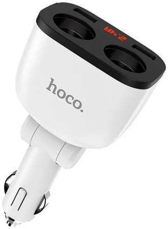 Зарядное устройство автомобильное Hoco Z28 6957531091967 2*прикуриватель, LED-дисплей, 2xUSB, белый 9698442393