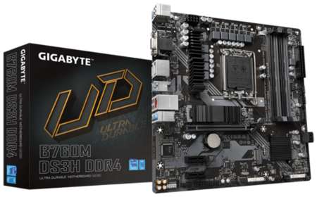 Материнская плата mATX GIGABYTE B760M DS3H DDR4 (LGA1700, B760, 4*DDR4 (5333), 4*SATA 6G RAID, 2*M.2, 3*PCIE, 2.5Glan, HDMI, D-Sub, 2*DP, USB Type-C 9698442565