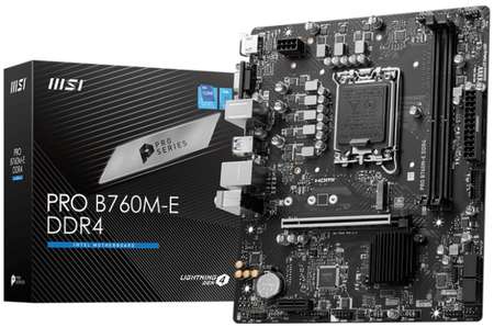 Материнская плата mATX MSI PRO B760M-E DDR4 (LGA1700, B760, 2*DDR4 (4800), 4*SATA 6G RAID, M.2, 2*PCIE, Glan, HDMI, VGA, 2*USB 3.2, 4*USB 2.0) 9698442622
