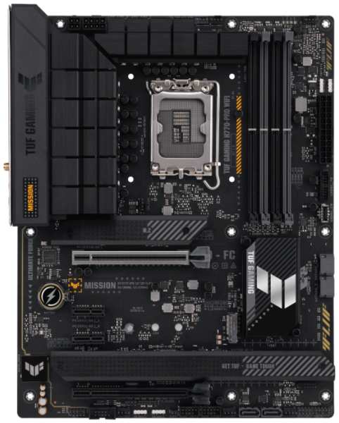 Материнская плата ATX ASUS TUF GAMING H770-PRO WIFI (LGA1700, H770, 4*DDR5 (7200), 4*SATA 6G RAID, 4*M.2, 4*PCIE, 2.5Glan, WiFi, BT, HDMI, DP, USB Typ