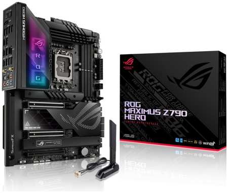 Материнская плата ATX ASUS ROG MAXIMUS Z790 HERO (LGA1700, Z790, 4*DDR5 (7800), 6*SATA 6G RAID, 3*M.2, 3*PCIE, 2.5Glan, WiFi, BT, HDMI, 2*Thunderbolt