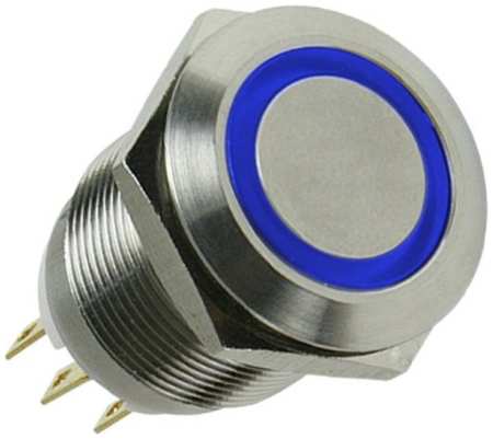 Переключатель Lamptron LAMP-SW1611L-S анти-вандальный Vandal Switch,16mm;Ring;Blue;Silverhousing; Latching; 9698446289
