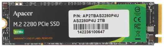 Накопитель SSD M.2 2280 Apacer AP2TBAS2280P4U-1 AS2280P4U 2TB PCIe Gen3x4 3500/3000MB/s IOPS 700K/680K MTBF 1.8M 1300TBW Retail 9698447723