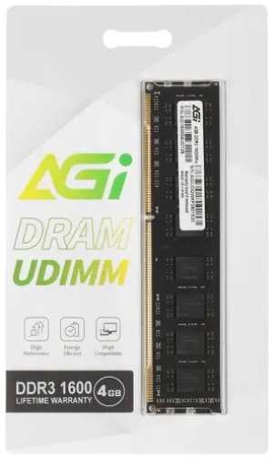 Модуль памяти DDR3 4GB AGI AGI160004UD128 PC3-12800 1600MHz CL11 1.2V Ret 9698450025