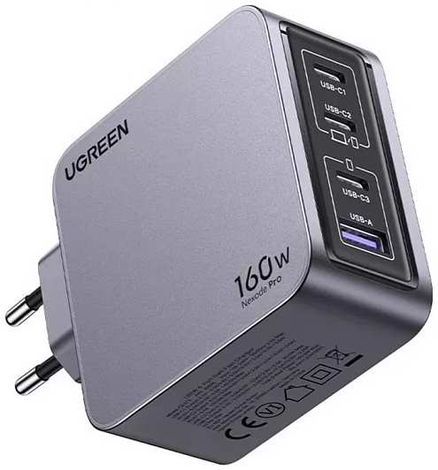 Зарядное устройство сетевое UGREEN X763 25877_ Nexode Pro 160W USB-A+3*USB-C GaN Tech Fast Charger E 9698450263