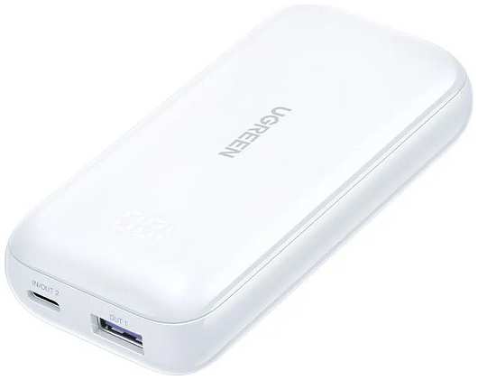 Аккумулятор внешний UGREEN PB501 25189_ 10000mAh Mini Quick Charging 30W Power Bank 30W с цифровым экраном. Цвет: белый 9698450281