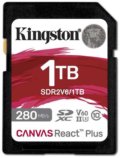 Карта памяти SDXC 1TB Kingston SDR2V6/1TB Canvas React Plus UHS-II 280R/150W U3 V60