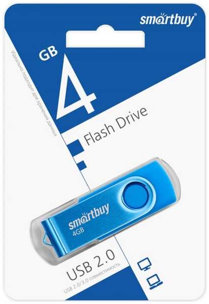 Накопитель USB 2.0 4GB SmartBuy SB004GB2TWB Twist синий 9698451638