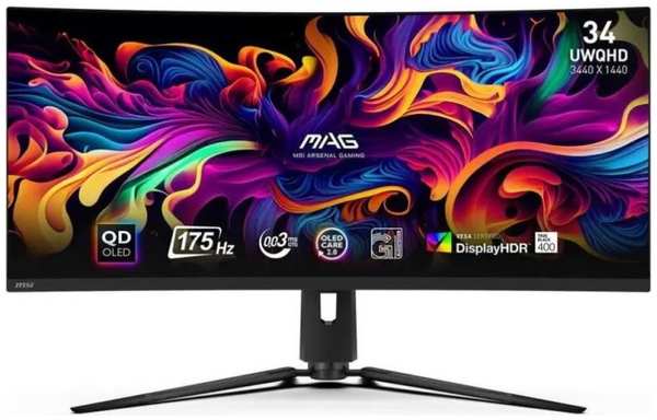 Монитор 34″ MSI MAG 341CQP 9S6-3DD04T-010 3440x1440 LED, 21:9, QD OLED, 250cd, 1500000:1, 0.03ms(GTG), 178/178, DP, 2xHDMI, 4xUSB, 175Hz, tilt, HAS, c