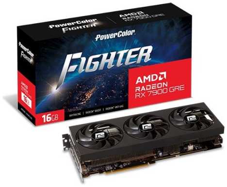 Видеокарта PCI-E PowerColor Radeon RX 7900 GRE Fighter 16GB GDDR6 256bit 5nm 1927/18000MHz 3xDP HDMI RTL