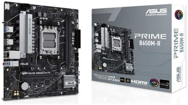 Материнская плата mATX ASUS PRIME B650M-R 90MB1H30-M0EAY0 (AM5, AMD B650, 2*DDR5 (7200), 4*SATA 6G RAID, 2*M.2, 3*PCIE, 2.5Glan, HDMI, 2*USB 3.2, 4*US