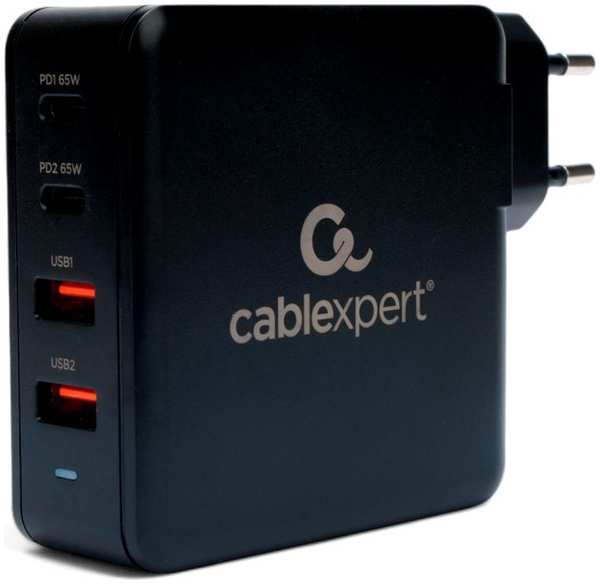 Зарядное устройство сетевое Cablexpert MP3A-PC-49 100Вт GaN, QC3.0/PD, 2*USB, 2*Type-C, черный, коробка 9698457175