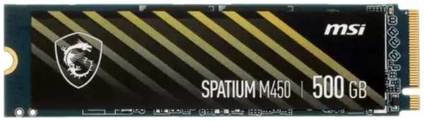 Накопитель SSD M.2 2280 MSI SPATIUM M450 S78-440K220-P83 500GB PCIe Gen4x4 NVMe 1.4 TLC 3600/2300MB/s IOPS 300К/550К TBW 300MTBF 1,5М 9698459202