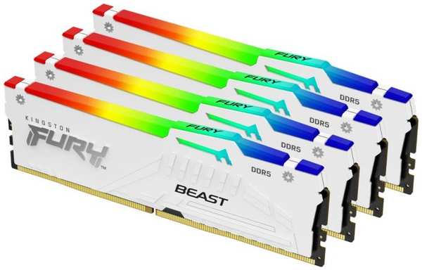 Модуль памяти DDR5 128GB (4*32GB) Kingston FURY KF552C40BWAK4-128 Beast White RGB XMP 5200MHz 2RX8 CL40 1.25V 288-pin 16Gbit 9698459874