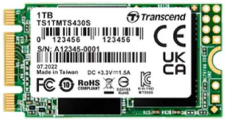 Накопитель SSD M.2 2242 Transcend TS1TMTS430S 430S 1TB SATA 6Gb/s 3D TLC 560/520MB/s IOPS 85K/85K MTBF 2M TBW 560 9698460840