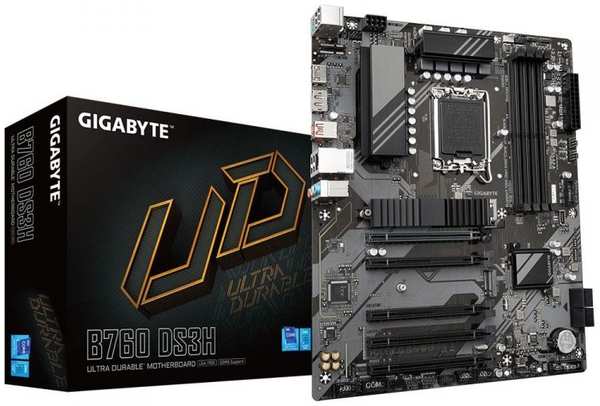 Материнская плата ATX GIGABYTE B760 DS3H (LGA1700, B760, 4*DDR5 (7600), 4*SATA 6G RAID, 2*M.2, 4*PCIE, Glan, HDMI, DP, USB Type-C, USB 3.2, USB 2.0) 9698461510