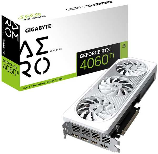 Видеокарта PCI-E GIGABYTE GeForce RTX 4060 Ti AERO OC (GV-N406TAERO OC-8GD) 8GB GDDR6 128bit 8nm 2310/18000MHz 2*HDMI/2*DP 9698462163