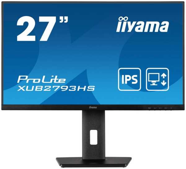 Монитор 27″ Iiyama XUB2793HS-B5 1920x1080, IPS LED, 16:9, 300cd, 178гр/178гр, 75Hz, FreeSync, DP, HDMI, HAS, Pivot