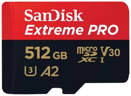 Карта памяти MicroSDXC 512GB SanDisk SDSQXCD-512G-GN6MA Class 10 UHS-I A2 C10 V30 U3 Extreme Pro (SD адаптер) 200MB/s 9698464016
