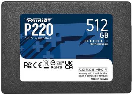 Накопитель SSD 2.5'' Patriot Memory P220S512G25 P220 512GB SATA 6Gb/s 550/500MB/s IOPS 40K/50K 240 TBW