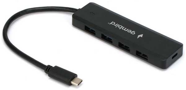 Концентратор USB 3.0 Gembird UHB-C424 4 порта, кабель 19см, с доп питанием (Type-C) 9698467651