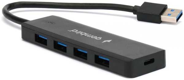 Концентратор USB 3.0 Gembird UHB-C414 4 порта, кабель 19см, с доп питанием (Type-C) 9698467652