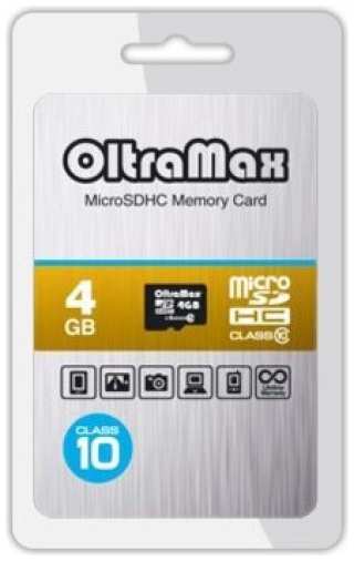 Карта памяти MicroSDHC 4GB OltraMax OM004GCSDHC10-W/A-AD Class 10 без адаптера 9698472036