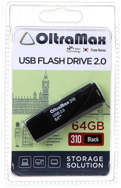 Накопитель USB 2.0 64GB OltraMax OM-64GB-310-Black 310 чёрный 9698472040
