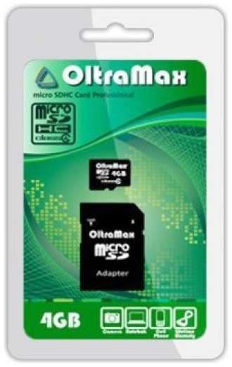 Карта памяти MicroSDHC 4GB OltraMax OM004GCSDHC4-AD Class 4 + SD адаптер 9698472095