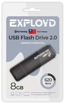 Накопитель USB 2.0 8GB Exployd EX-8GB-620-Black 620