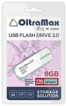 Накопитель USB 2.0 8GB OltraMax OM-8GB-220-Light gr 220 светло зелёный 9698472180