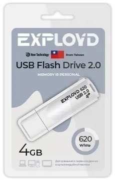 Накопитель USB 2.0 4GB Exployd EX-4GB-620-White 620