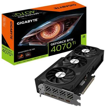 Видеокарта PCI-E GIGABYTE GeForce RTX 4070 Ti WINDFORCE OC (GV-N407TWF3OC-12GD) 12GB GDDR6X 192bit 5nm 2310/21000MHz HDMI/3*DP 9698474649