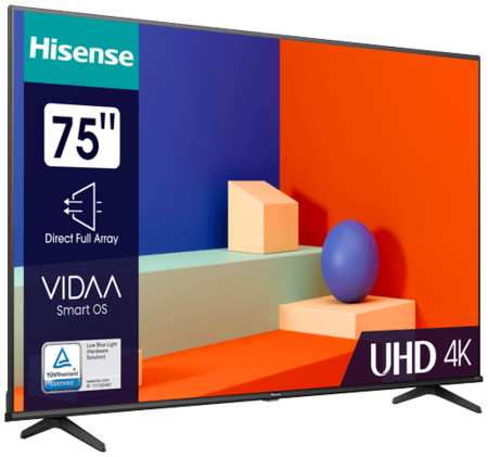Телевизор Hisense 75A6K , 4K UHD, DVB-T, DVB-T2, DVB-C, DVB-S, DVB-S2, SMART TV, HDR