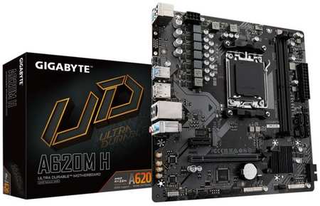 Материнская плата mATX GIGABYTE A620M H (AM5, AMD A620, 2*DDR5(6400), 4*SATA 6 Гб/с, M2, Audio, Gb LAN, USB 3.2, USB 2.0, DP, HDMI) 9698476379
