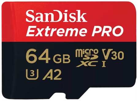 Карта памяти MicroSDXC 64GB SanDisk Extreme PRO for 4K Video on Smartphones, Action Cams & Drones 200MB/s Read, 90MB/s Write, Lifetime Warranty 9698480407