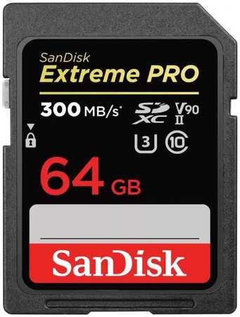 Карта памяти SDXC 64GB SanDisk Extreme PRO 300MB/s, UHS-II, Class 10, U3, V90