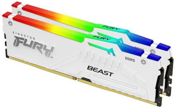 Модуль памяти DDR5 64GB (2*32GB) Kingston FURY KF560C36BWEAK2-64 Beast White RGB EXPO 6000MHz CL36 2RX8 1.35V 16Gbit retail 9698481595