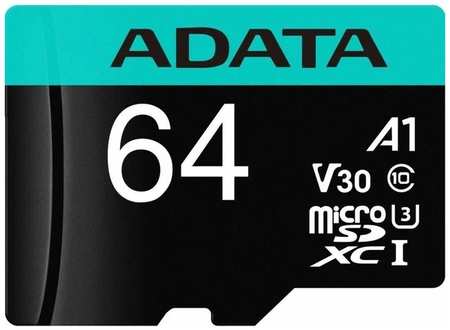 Карта памяти 64GB ADATA AUSDX64GUI3V30SA2-RA1 UHS-I U3 Class 10/V30S/A2, Adapter, 100/80 MB/s, RTL