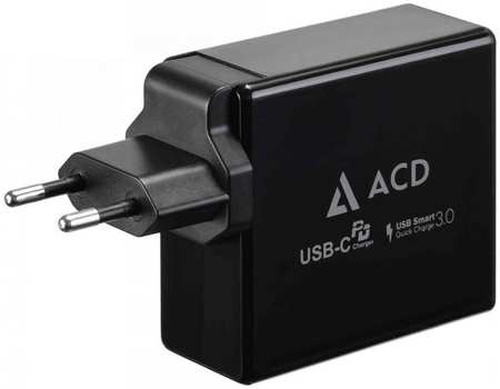 Зарядное устройство сетевое ACD ACD-P602W-V1B 60Вт, 2xUSB 1PD+1QC, 3.6~20В/3А, RTL