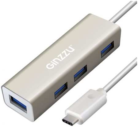 Разветвитель Ginzzu GR-518UB USB 3.0, 4 порта, Type-C, 20см кабель