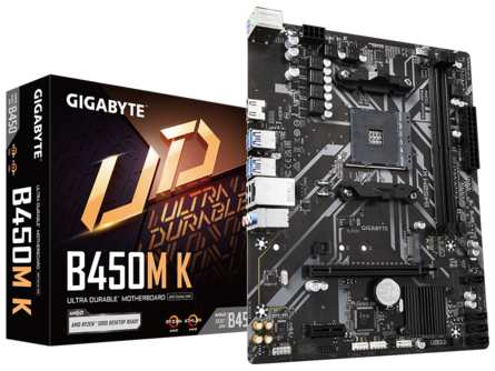 Материнская плата mATX GIGABYTE B450M K (AM4, AMD B450, 2*DDR4 (3600), 4*SATA 6G RAID, M.2, 2*PCIE, Glan, HDMI, 4*USB 3.2, 2*USB 2.0) 9698489701