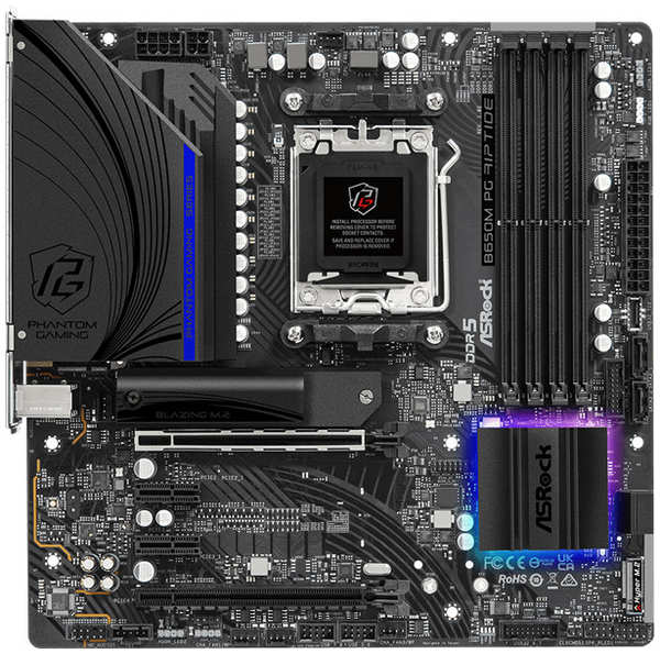 Материнская плата mATX ASRock B650M PG RIPTIDE (AM5, AMD B650, 4*DDR5 (6200), 4*SATA 6G RAID, 2*M.2, 4*PCIE, 2.5Glan, HDMI, DP, USB Type-C, 3*USB 3.2