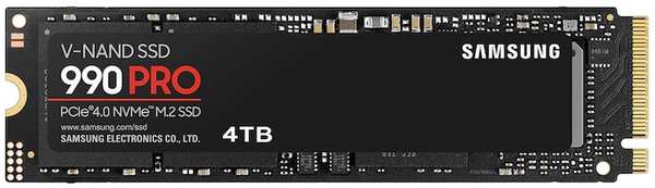 Накопитель SSD M.2 2280 Samsung MZ-V9P4T0B/AM 990 PRO 4TB PCIe Gen 4.0 x4 NVMe 2.0 V-NAND TLC 7450/6900MB/s IOPS 1600K/1550K MTBF 1.5M 2400 TBW