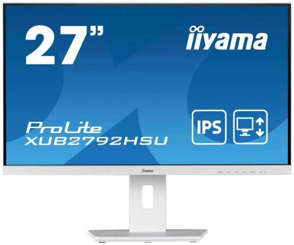 Монитор 27″ Iiyama XUB2792HSU-W5 IPS, 1920x1080, 16:9, 75Hz, 250cd, 178гр/178гр, HAS, Pivot, HDMI, VGA, DP, USB, белый 9698491641
