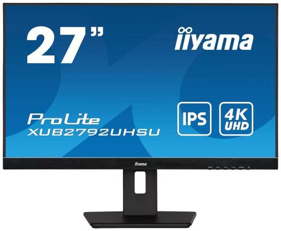 Монитор 27″ Iiyama XUB2792UHSU-B5 IPS, 3840x2160, 16:9, 60Hz, 350cd, 178гр/178гр, HAS, Pivot, HDMI, DVI, DP, USB