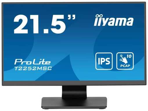 Монитор 21,5″ Iiyama T2252MSC-B2 IPS, 1920x1080, 16:9, 60Hz, 5ms, 250cd, 178гр/178гр, HDMI, DP, USB, Touch