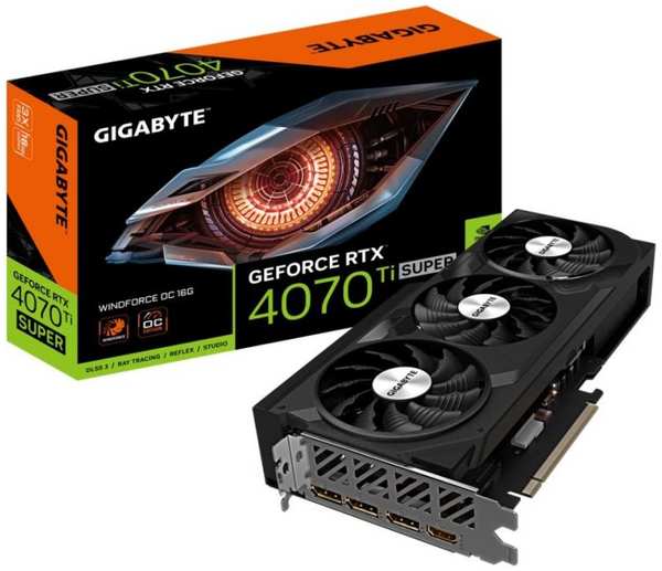 Видеокарта PCI-E GIGABYTE GeForce RTX 4070 Ti SUPER WINDFORCE OC (GV-N407TSWF3OC-16GD) 16GB GDDR6X 256bit 5nm 2340/21000MHz HDMI/3*DP