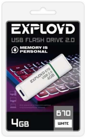 Накопитель USB 2.0 4GB Exployd EX-4GB-670-White 670
