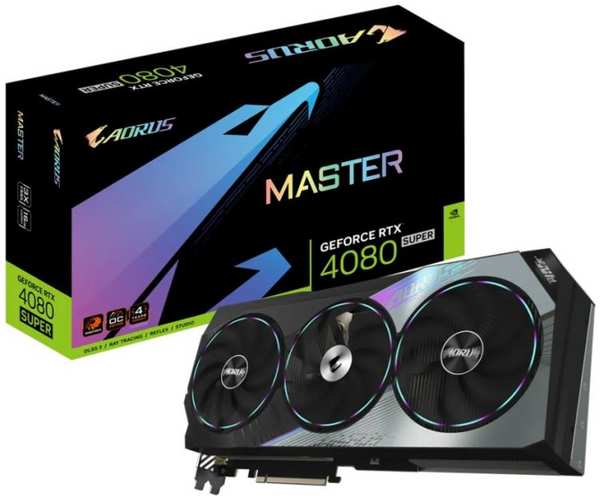 Видеокарта PCI-E GIGABYTE GeForce RTX 4080 SUPER AORUS MASTER (GV-N408SAORUS M-16GD) 16GB GDDR6X 256bit 5nm 2295/23000MHz HDMI/3*DP 9698496673